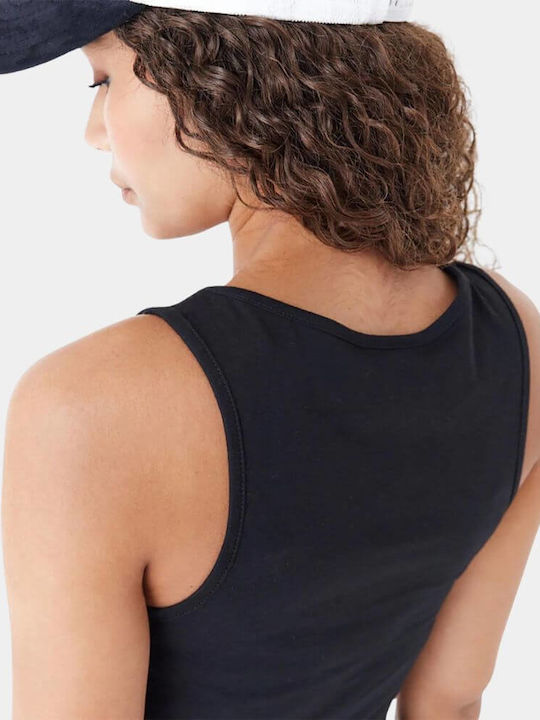 Γυναικείο Καλοκαιρινό Crop Top Βαμβακερό Αμάνικο Μαύρο