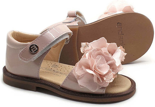 Andanines Pantofi de botez din piele roz