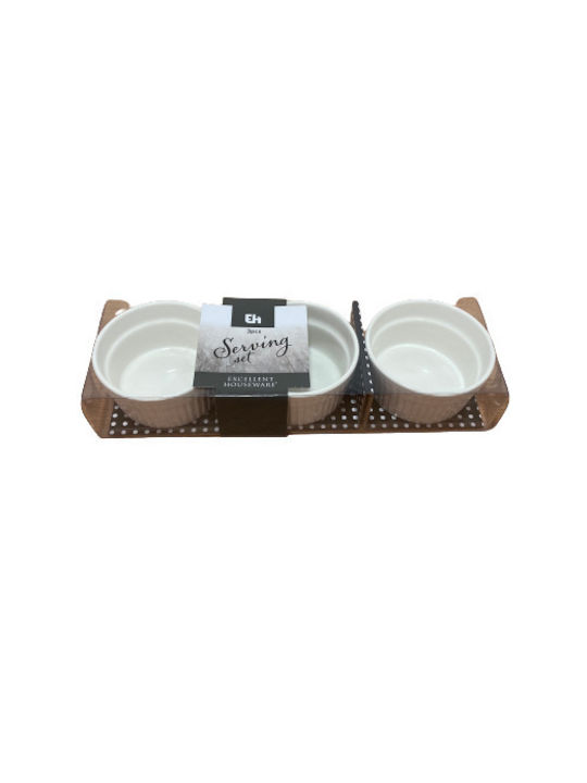 Excellent Houseware Bol de Servire Rotund din Porțelan Alb cu Diametru 10buc 3buc