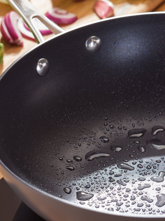 Horwood Wok Din Aluminiu Hard Anodizat Cu Capac Cu Acoperire Antiaderentă