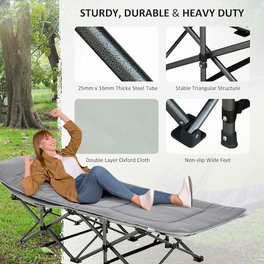 Outsunny Foldable Metallic Beach Sunbed Gray 188x64.5x53cm