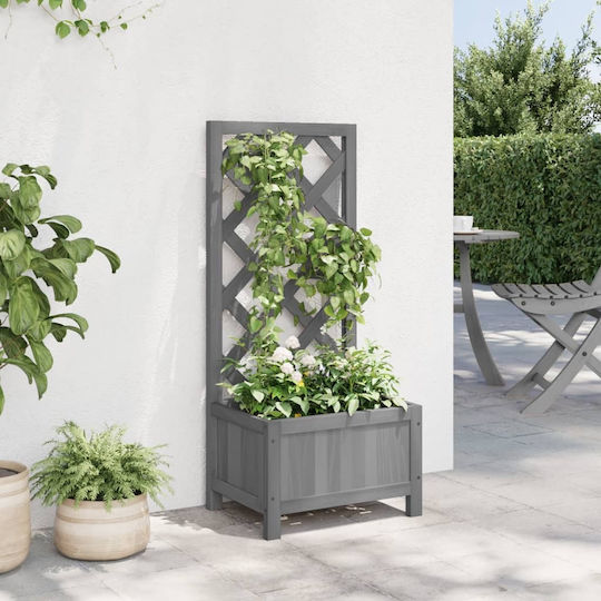 vidaXL Solid Wood Pot Wooden Grey 30cm.