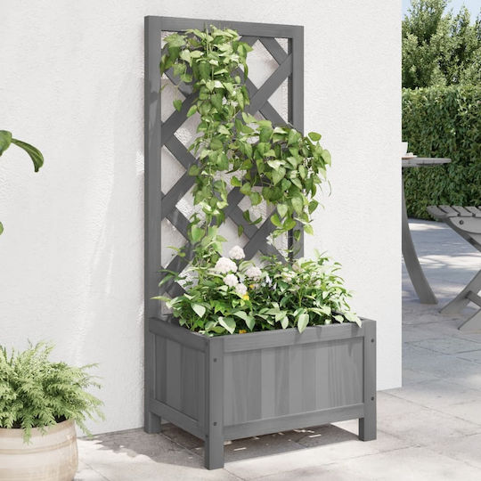 vidaXL Solid Wood Pot Wooden Grey 30cm.