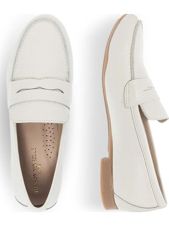 Leather Women's Moccasins in Beige Color