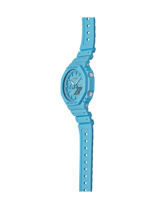 Casio G-shock Γυναικείο Ρολόι 45.4mm Χρονογράφος Μπαταρίας με Μπλε Καουτσούκ Λουράκι