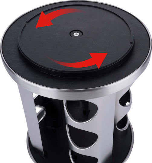 Alpina Appliances Θήκες Μπαχαρικών Ανοξείδωτες σε Περιστρεφόμενη Βάση Ασημί 12τμχ