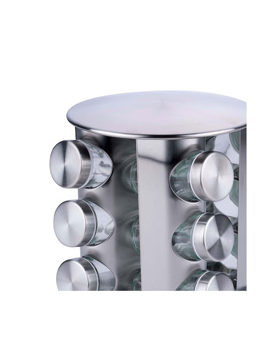 Alpina Appliances Inox Tabletop Rotating Spice Rack Silver 12pcs
