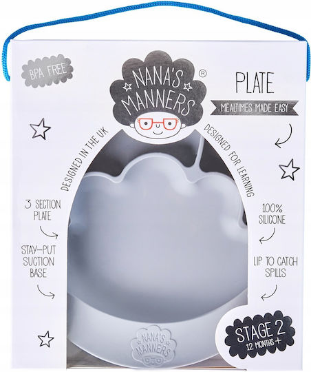 Nana's Manners Παιδικό Πιάτο Φαγητού Nana's Manners από Σιλικόνη Γκρι