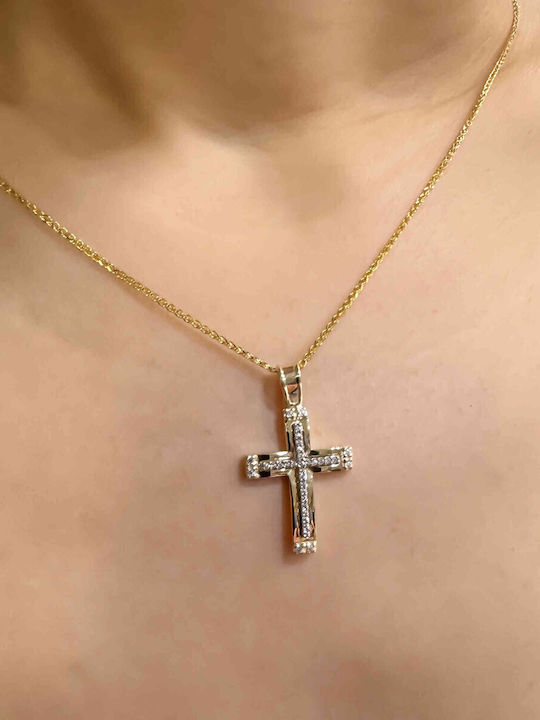 Damen Gold Kreuz 14K mit Kette