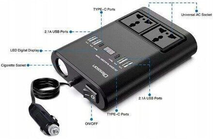 PerVoi Inverter Αυτοκινήτου Τροποποιημένου Ημιτόνου 150W για Μετατροπή 12V DC σε 220V AC με 1xUSB
