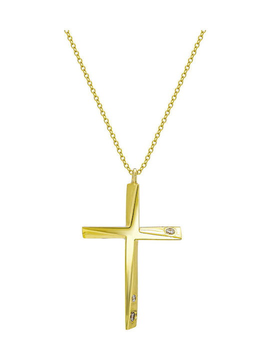 Kiriakos Gofas Women's Gold Cross 18K Double Sided with Chain