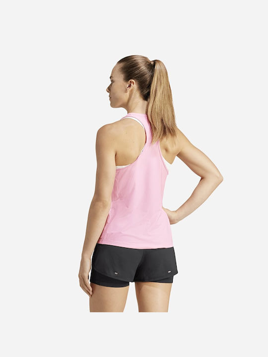 Adidas Γυναικεία Αθλητική Μπλούζα Αμάνικη Fast Drying με Διαφάνεια Ροζ