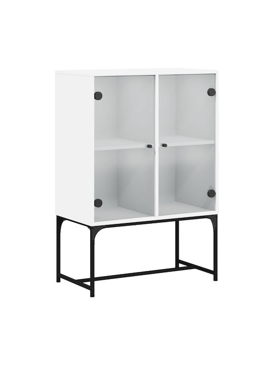 Floor-standing Living Room Display Cabinet made of Particleboard with Glass White 69x37x100cm