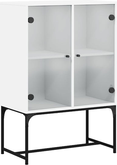 Floor Living Room Display Cabinet Made of Particle Board with Windowed White 69x37x100cm 836546 Floor Living Room Display Cabinet Made of Particle Board with Windowed White 69x37x100cm 836546