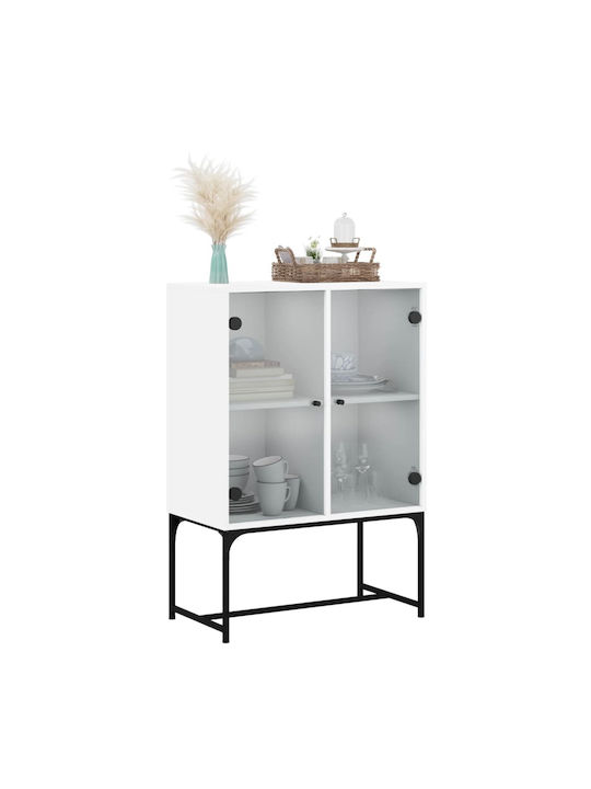 Floor-standing Living Room Display Cabinet made of Particleboard with Glass White 69x37x100cm