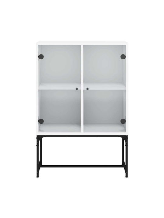 Floor-standing Living Room Display Cabinet made of Particleboard with Glass White 69x37x100cm