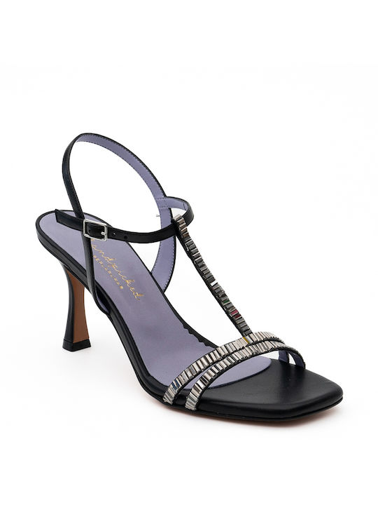 Perlapura Leder Damen Sandalen in Schwarz Farbe