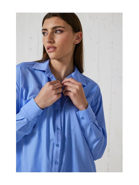 Enzzo Women's Long Sleeve Shirt Light Blue