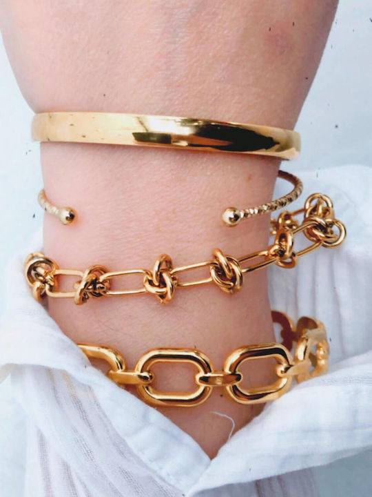 Buhay Bracelet Handcuffs made of Steel Gold Plated with Diamond