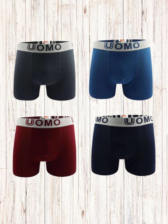 Uomo Men's Boxers Colorful with Patterns 4Pack