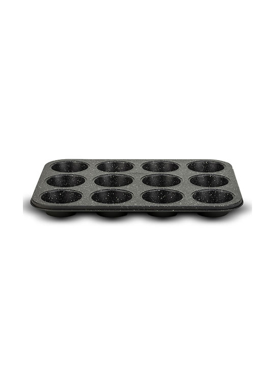 Nava Imperial Bakeware Tin for Cupcakes/Muffins Made of Aluminum 12 Sockets 35.5x26.5x3cm Black