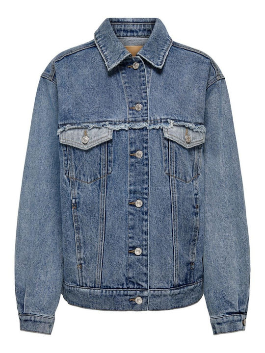 Only Women's Long Jean Jacket for Spring or Autumn Blue