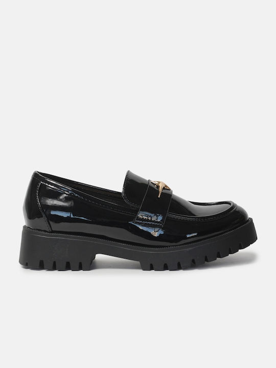 InShoes Patent Leather Women's Loafers in Black Color