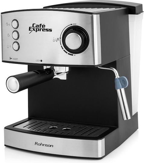 Rohnson Café Express Μηχανή Espresso 850W Πίεσης 20bar Ασημί