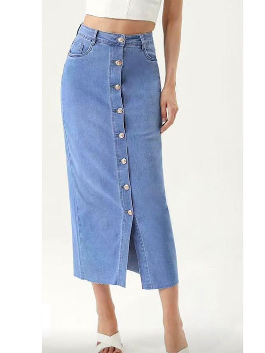 Mezzo Mezzo Denim Maxi Skirt in Blue color