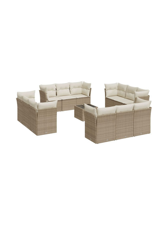 Set Camera De Zi Pentru Exterior 13 Piese Bej Cu Perne