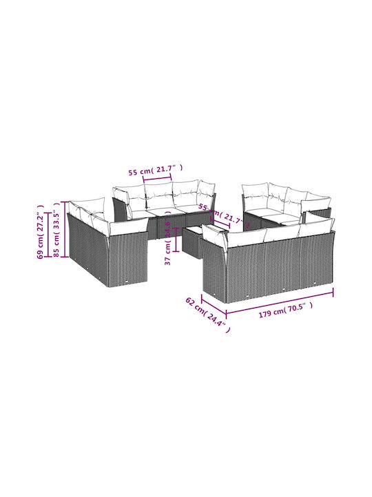 Set Camera De Zi Pentru Exterior 13 Piese Bej Cu Perne