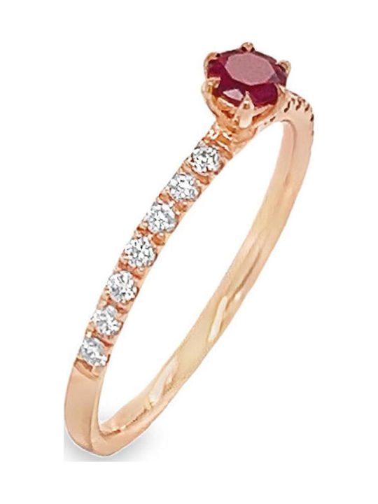 Xryseio Femeie Inel cu Diamant din Aur roz 18K