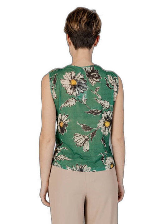 Desigual Ärmellos Damen Hemd Grün Blumen