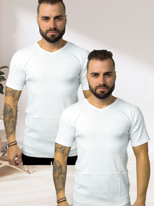 Onurel Men's Undershirts Short-sleeved White 2Pack