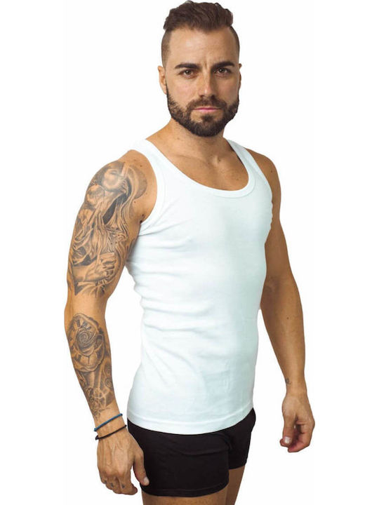 Tricou de Corp pentru Bărbați Fără Mâneci Alb