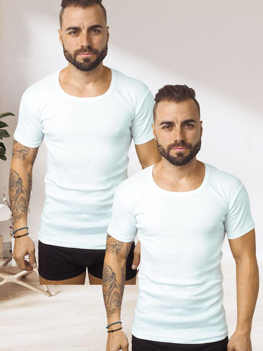 Ανδρικές Φανέλες Κοντομάνικες Λευκό 2Pack