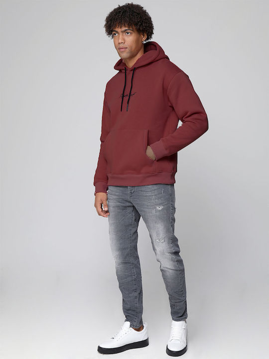 Tresor Men's Sweatshirt with Hood and Pockets Bordeaux