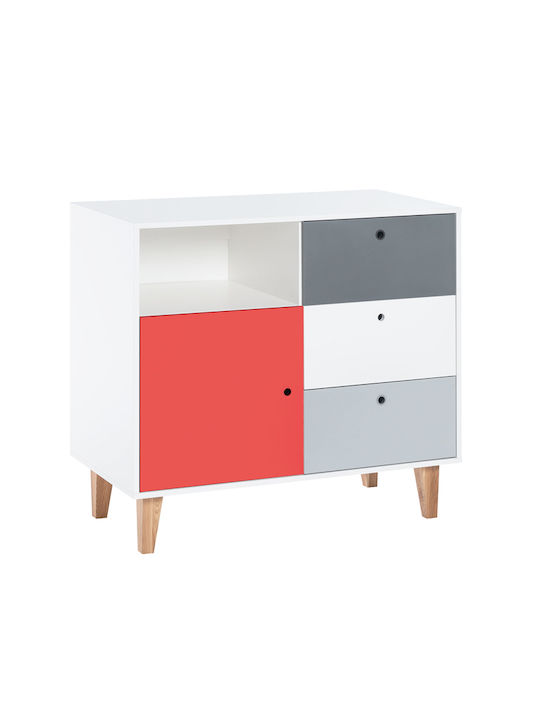 Kinderkommode Weiß mit 3 Schubladen 103x55x96,5cm