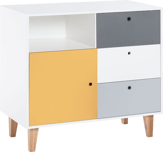 Kids Chest of Drawers White with 3 Drawers 103x55x96.5cm