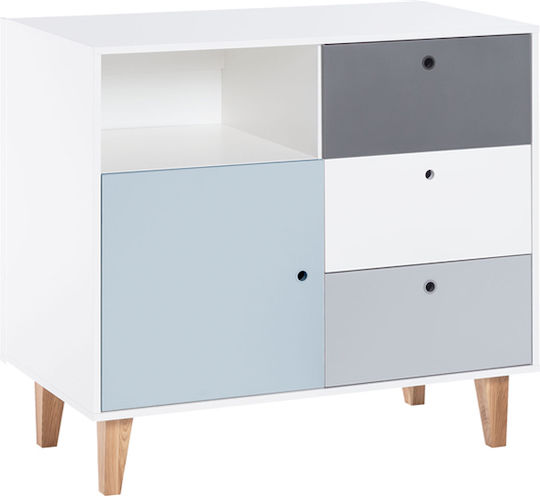 Kids Chest of Drawers White with 3 Drawers 103x55x96.5cm