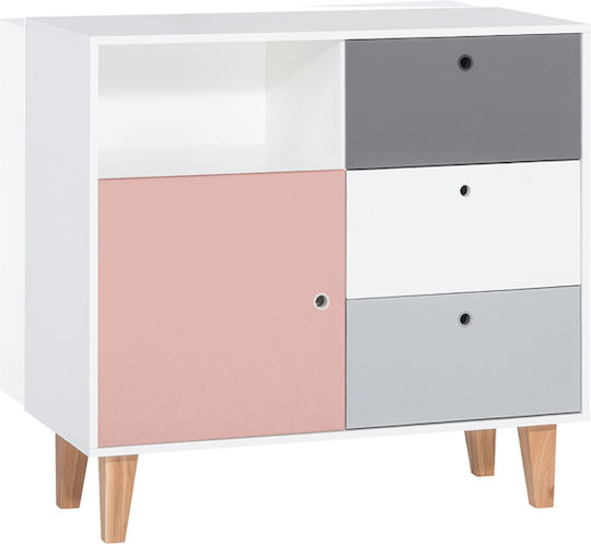 Kinderkommode Weiß mit 3 Schubladen 103x55x96,5cm