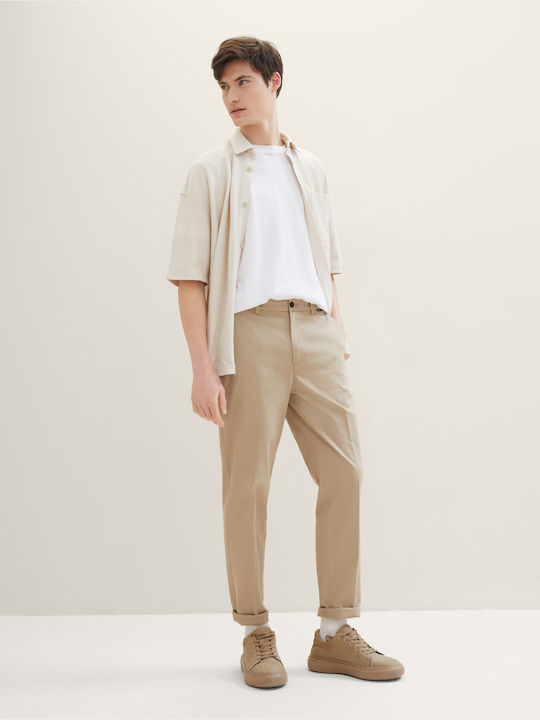 Tom Tailor Men's Trousers Chino in Regular Fit Beige