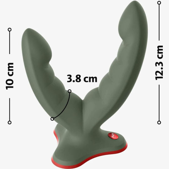 Fun Factory Διπλό Dildo με Βεντούζα Πράσινο 12.3cm