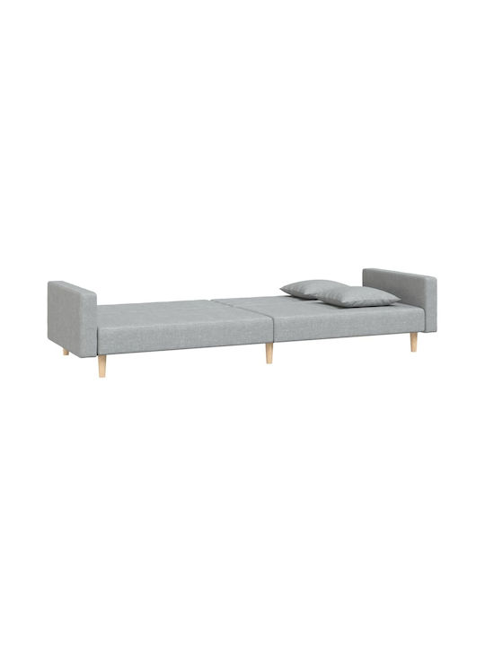 Canapea Cu Două Locuri Pat Gri Deschis Cu Perne Decorative 220x100x69cm