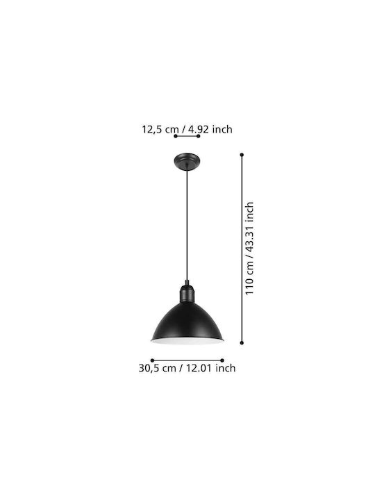 Eglo Priddy Hängelampe Schwarz mit Fassung E27