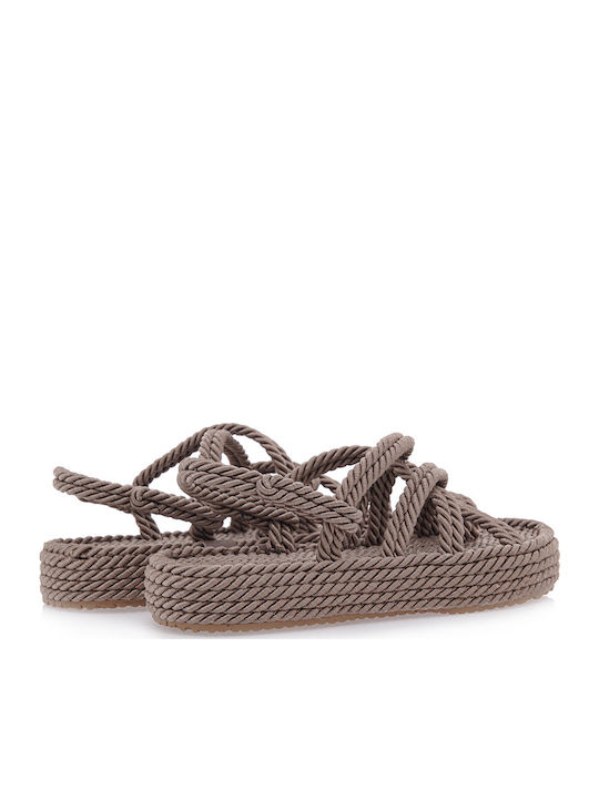Flache Sandalen für Damen Flatforms in Braun Farbe