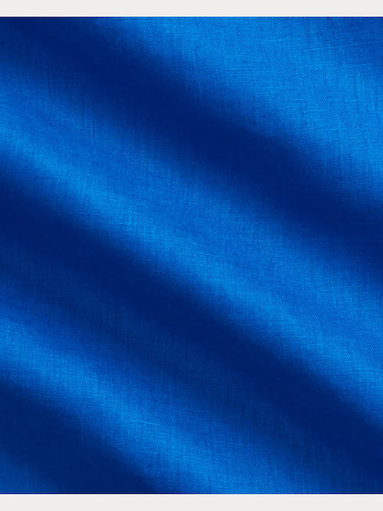 Long-sleeved Linen Shirt Blue