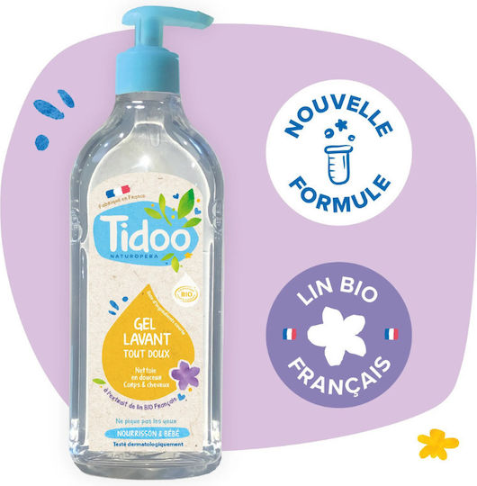 Gentle Cleansing Gel for Body and Hair with Organic Flaxseed Extract 495ml Tidoo 15615