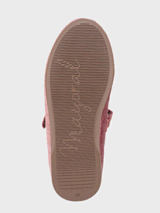 Kids Leather Ballerinas with Hoop & Loop Closure Purple