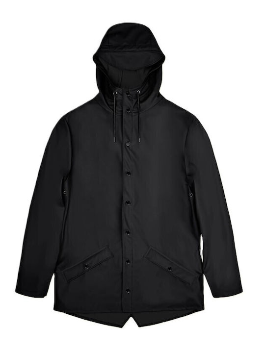 Women's Short Lifestyle Jacket Waterproof for Spring or Autumn with Hood Black